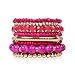 Riah Fashion Women's Multicolor Beaded Stretch Bracelet (Fuchsia)