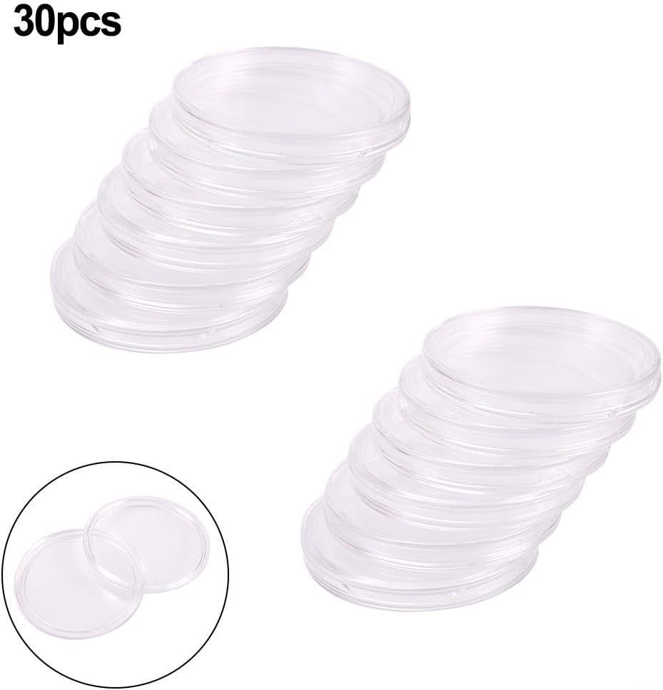 Set Of 30 Airtight Coin Capsules Silver 1Oz, Round 40 6mm Diameter Protective Cases Coin Collectors