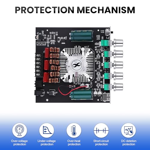 Image of ZK-HT21 Bluetooth Amplifier Board 160Wx2+220W Subwoofer 2.1 Channel Audio Amplifier Bluetooth Module with Treble and Bass Control,AUX /Bluetooth /USB Inputs for Passive Speakers | Audio Amplifier Bluetooth Module with Treble and Bass Control,AUX /Bluetooth /USB Inputs for Passive Speakers