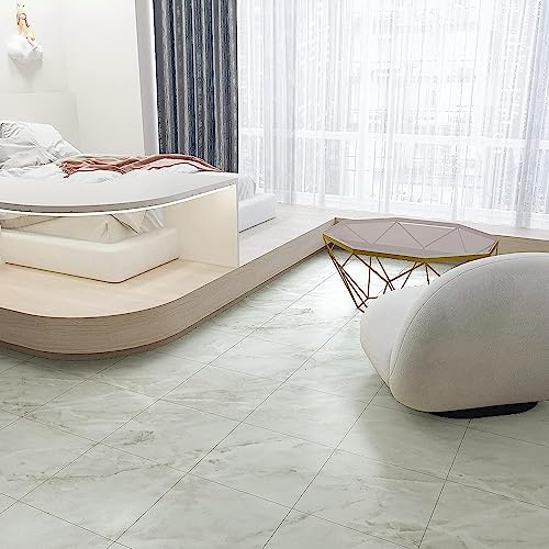 Image of Arkit Floor Tiles - 3D Vinyl Wall Floor Tile Stickers | Self-Adhesive PVC Waterproof for Kitchen Bathroom | Wall Decor Wallpaper (White, 4), 12 Centimeters