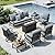 MFSTUDIO 8 Pieces Patio Furniture Sets with 45" Gas Fire Pit Table(Up to 9 Seat),Outdoor Metal Conversation Sofas with 1 x 3-Seat Sofa, 2 Single Chairs,2 Swivel Chairs and 2 Ottoman,Grey Cushion