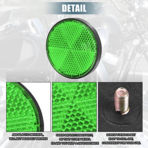 Image of X AUTOHAUX 8 Pcs Round Rear Reflectors Screw on for Cars Trailer Motorcycle | Green, Safety spoke reflective gate posts reflector, for Trucks Boat Bicycle Bike