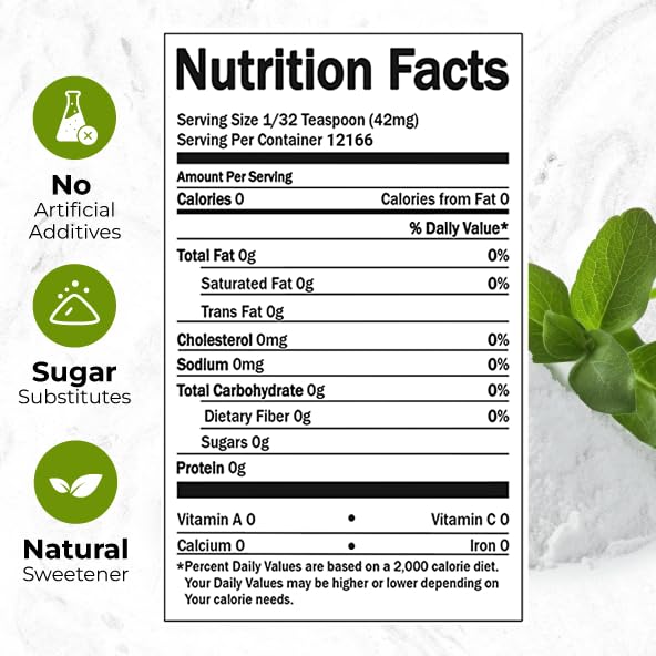 Image of Viccoky Organic Stevia Powder, Stevia Extract, Sugar-Free & 0 Calories, Sugar Substitute, Natural Sweetener, 18oz (511g)