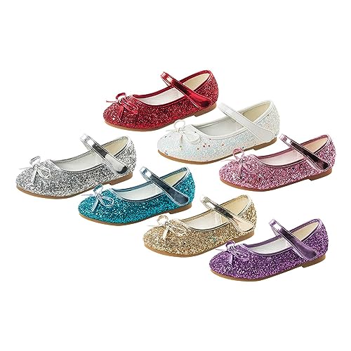 Girls Toddler/Little Kid Dress Low Heel Mary Jane Pumps Reflective Bow Tea Party Wedding Princess Shoes4