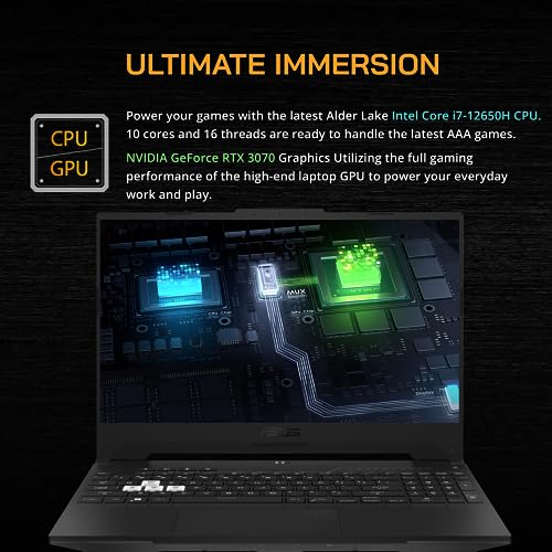 Asus 2022 TUF Dash 15.6 '144Hz Gaming Laptop, Intel 12th Core i7-12650H, 32GB DDR5 RAM, 2TB PCIe SSD, grafica NVIDIA GeForce RTX 3070 8GB, tastiera retroilluminata, Win 11 Pro, nero, scheda USB, | - Notebook - Immagine 3
