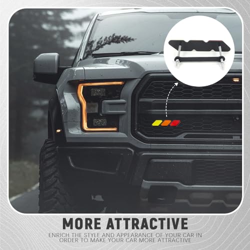 Image of Grille Decor Badge, Upgrade Tri-Color Grille Emblem, Car Modification Grille Insert Trims, Car Badge Emblem Accessories Compatible with Most Cars
