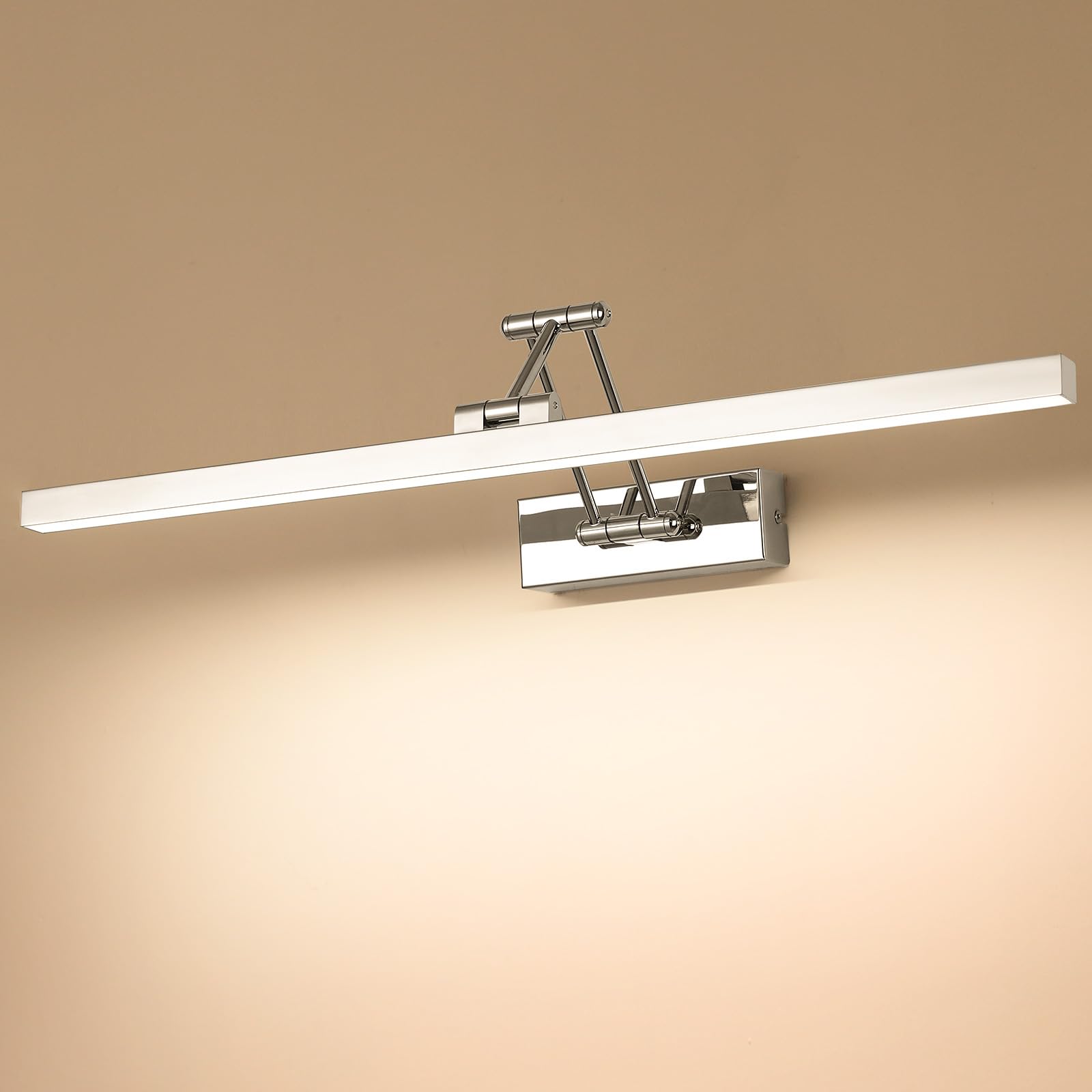 LED lampada a specchio per bagno 60 cm, lampade a specchio rotanti per bagno IP44, luce a specchio per bagno 18W 1440 LM, luci a LED per specchio per bagno, bianco neutro 4000K, cromo