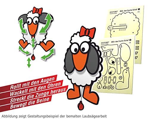 Laubsägevorlage Bea - das freche Schaf: Laubsägevorlage für Bea, das freche Schaf im Hampelmann-Stil.