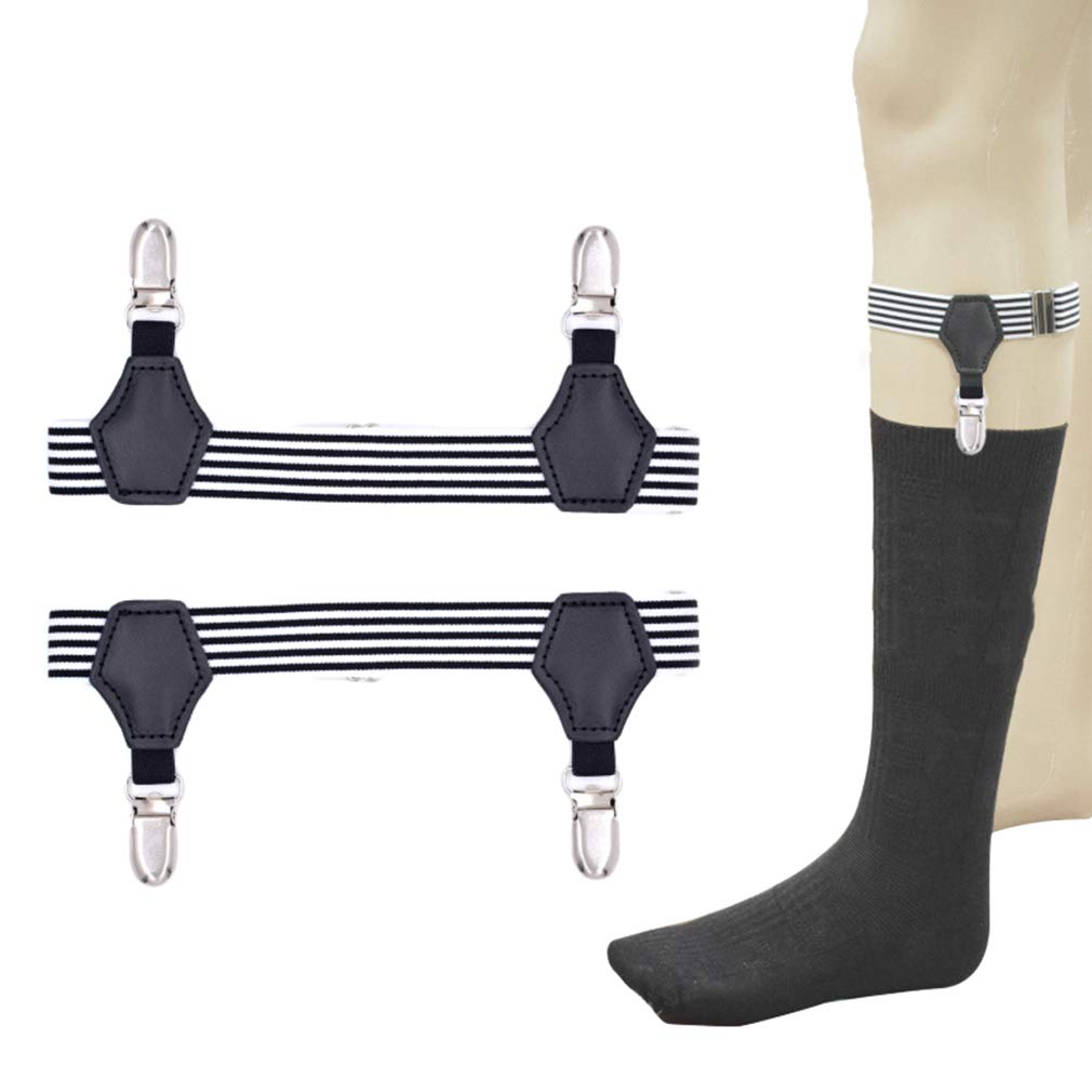SupSuspenSupSuspen Men's 2PCS Adjustable Sock Garters Sock Suspenders Holders Metal Non-Slip Clips