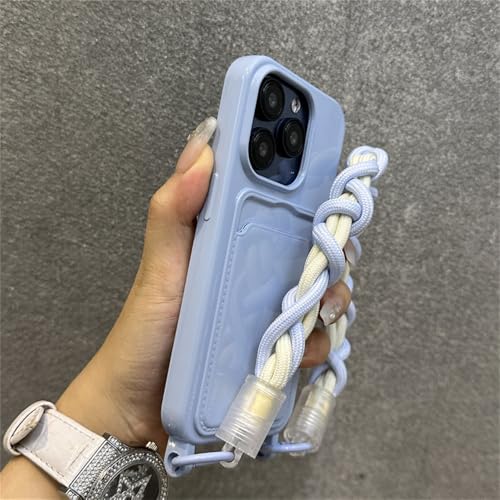 Coque silicone iPhone 14 Pro Max antichoc avec porte-carte et cordon tressé