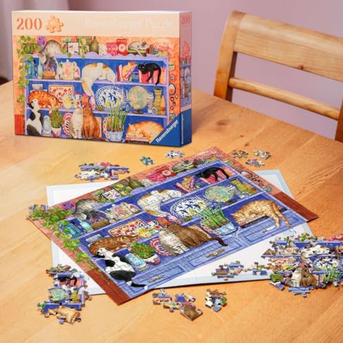 Ravensburger Feel Well - Cats on Shelf - Rompecabezas de 200 piezas | Piezas más gruesas, formato de imagen grande e incluye soporte | Rompecabezas premium hecho en Europa miniatura 6
