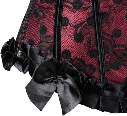 Image of Women's Lace up Gothic Jacquard Shoulder Straps Tank Overbust Shaper Corset Bustiers Top