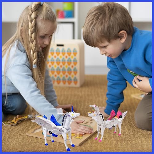 DEETREK Deformiertes Auto Einhornspielzeug magnetische Verbindung Automatisch transformierte Kinder mit dem Kinderspielzeug Roboter deformiertes Auto 3-8 Jahre alte Jungen und Mädchen Kindergeschenke