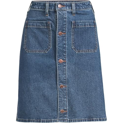 Lands' End Women's Soft Denim Mid Rise Button Through Mini Skirt3