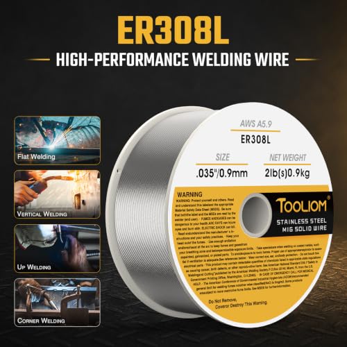 Image of TOOLIOM ER308L 0.035 inch Stainless Steel MIG Welding Wire 2LB | Low carbon prevents corrosion, ideal for 304 /304L stainless steel