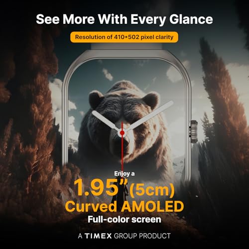 Image of TIMEX Smart Progen 1.95 inch (4.95 cm) Curved AMOLED Display with Functional Crown and BT Calling Smartwatch for Unisex - TWTXW801T, Beige