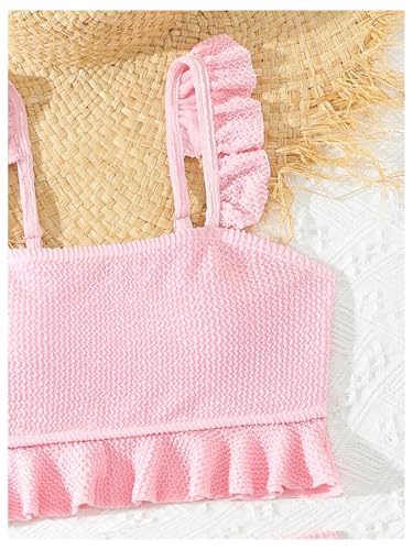 Image of Floerns Girl's 2 Piece Bathing Suit Ruffle Trim Summer Bikini Swimsuit
