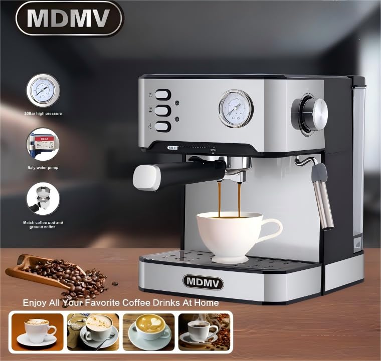 MDMV Espresso Machine with water tank visible