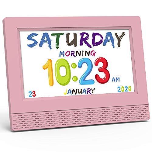 Kids Digital Alarm Clock Colorful, 7" Large LED Time Display Children's Sleep Trainer, Eye-Caring Digital Clock for Girls Boys Bedrooms Bedside, 17 Alarm Clock Settings Easy to Use Kids Birthday Gift - Image 9