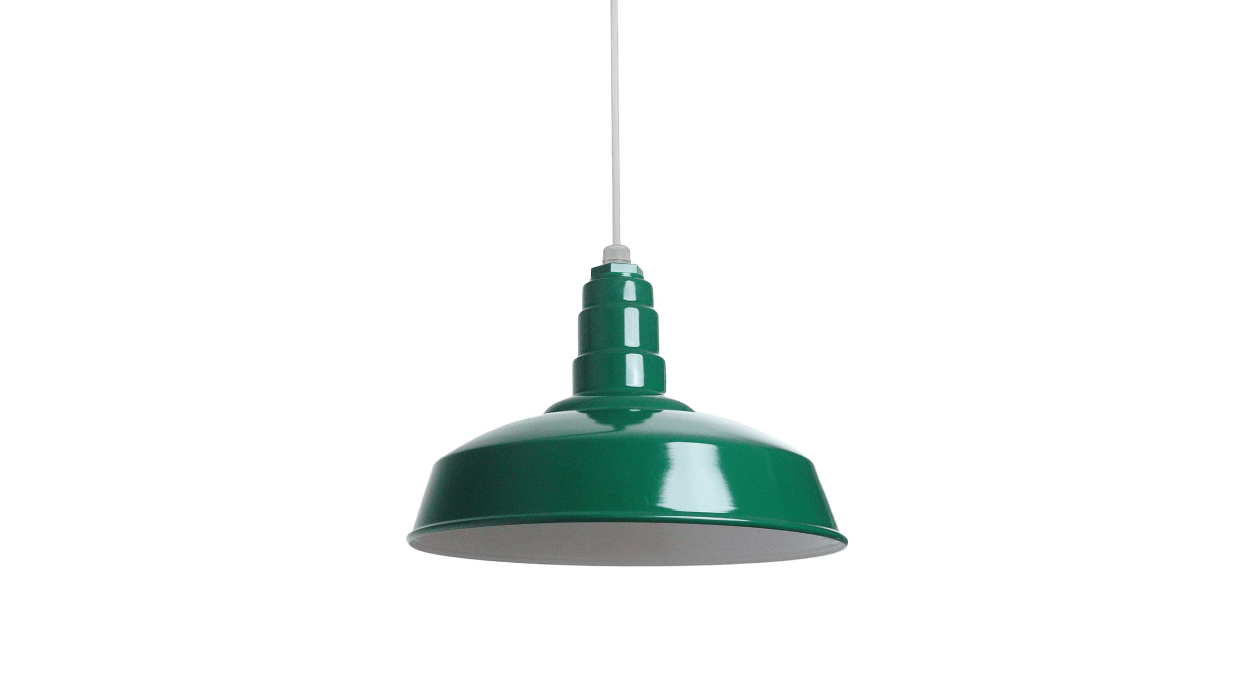 4ft White Cord Barn Light Pendant 16" Dome | Garage Workshop | Green