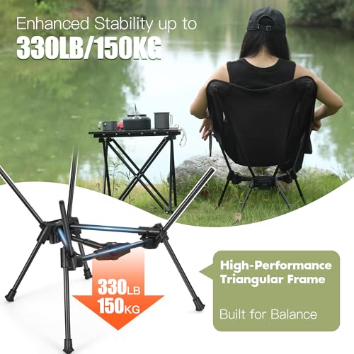AuraroTrail Silla Plegable para Camping Ultraligera con Marco de Aluminio 7075, Soporta 330 lb, Color Negro, Modelo Short Back miniatura 5