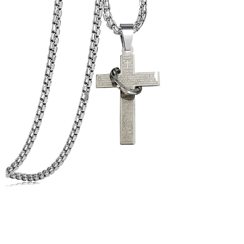 Religious Lord Jesus Christ Cross Ring Bible Prayer Stainless Steel Inspirational Christian Jewelry Meaningful Religious Gift for Boys-image-21