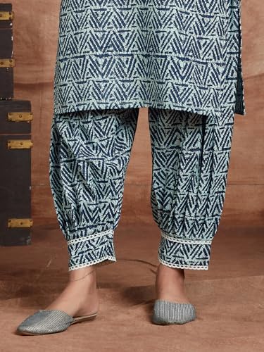 Image of EthnicJunction Women's Cotton Blend Embroidered Salwar Suit Set