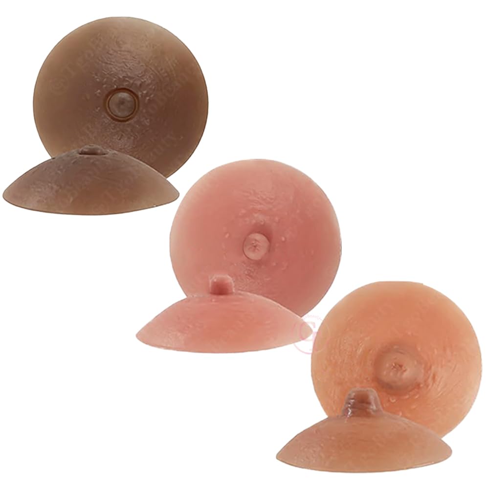 1 Paio di capezzoli Adesivi realistici riutilizzabili in Silicone, Diametro 8 cm, con Cuscinetti Adesivi applicabili alle Protesi mammarie