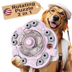 KADTC Dog Spinning Puzzle Toys Puppy Mental Games Level 3 in 1 Food Dispenser Slow Feeder Treat Puzzles Brain Stimulation Interactive Keep Them Busy Boredom Buster for Small/Medium/Large Dogs Pink