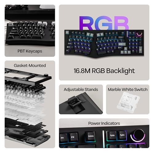 Image of MechLands Feker Alice98 Ergonomic 98 Keys Custom Mechanical Keyboard, VIA Programmable, USB-C Wired Gaming Keyboard, Hot Swappable, 5 Layer Paddings, Control Knob, NKRO, RGB for Win /Mac (Black)
