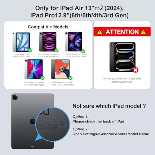 Image of Magic Keyboard Case for iPad Air 13 Inch (M2 2024 / M3 2025) and iPad Pro 12.9 inch (3 /4 /5 /6th Gen), Magnetic Stand Bluetooth iPad Keyboard with Precision Trackpad, Auto Sleep /Wake, Backlit Keys
