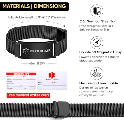Pulsera médica ajustable VNOX para hombre y mujer miniatura 5