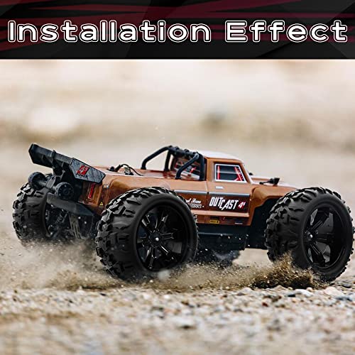 GLOBACT 1/8 1/10 17mm Hex RC Wheels and Tires RC Monster Truck Buggy PreGlued RC Tires and Rims with Foam Inserts for 1/10 TRX ERevo T-Maxx Summit Arrma KRATON Outcast RC Monster Truck (4Pcs)