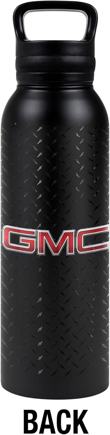 Gmc OFFICIAL Truck Logo 24 oz Insulated Canteen Water Bottle, Leak Resistant, Vacuum Insulated Stainless Steel with Loop Cap