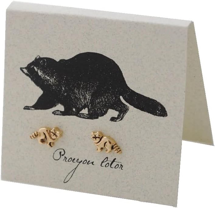 Raccoon Stud Earrings - 14k gold over sterling silver