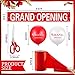 Grand Opening Ribbon Cutting Ceremony Kit Grand Opening Banner Decorations with 10'' Scissors 40 Pcs Balloons Satin Ribbon Bows and More Supplies for Business Events(Red)