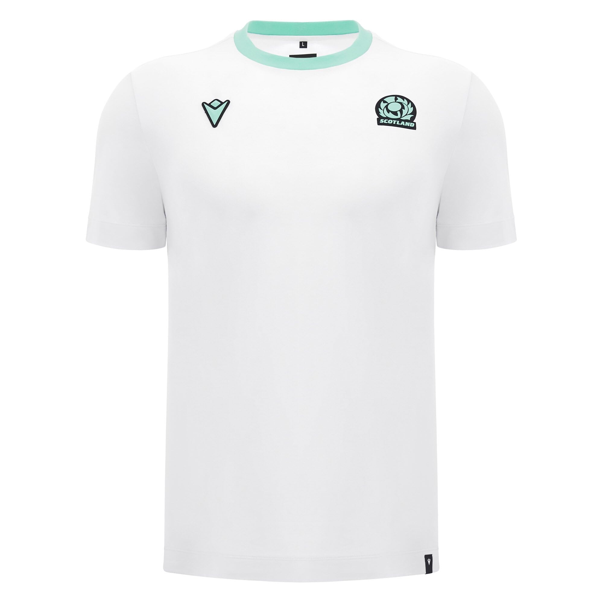 Macron Scotland SRU 2024/25 Mens Athleisure Cotton Rugby T-Shirt (UK, Alpha, 3XL, Regular, Regular, White)