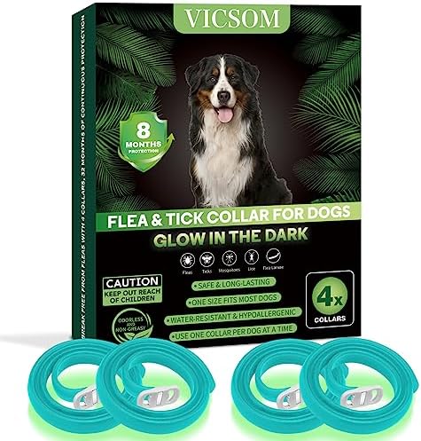 Flea Collar for Dogs, Dog Flea Collars, Flea Treatment for Dogs, 8 Months Protection Dogs Flea Treatment Waterproof Adjustable Flea and Tick Dog Collar for Puppies Small Medium Large Dogs Orange 1Pc