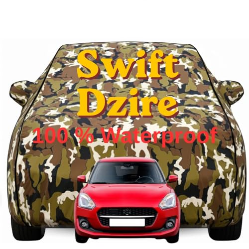 Image of Durable Full Body Waterproof Swift Car Cover | Premium Polyester Jungle Print Cover | Custom Fit Vehicle Protection | UV Resistant, Dustproof, Scratch Resistant, Heat & Wind Protection