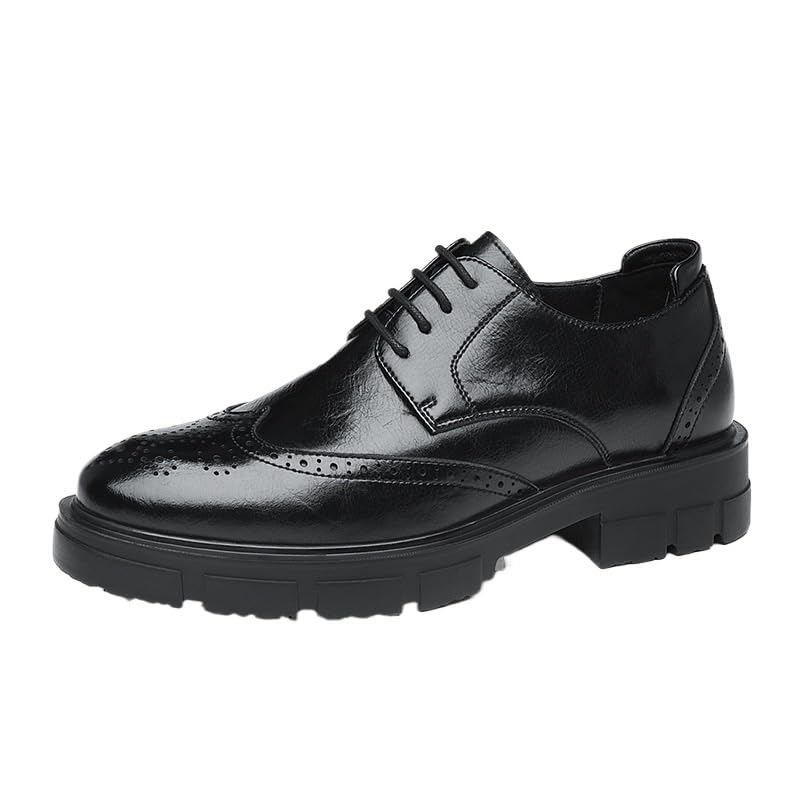 Men's Patent Leather Printing Slip On Platform Derby Casual Work Office Business Oxfords Business Formal Wedding Party Shoes