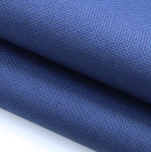 Image of KCS 12 inch x 59 inch (30cmx 149cm) 18 Count Cotton Aida Cloth Cross Stitch Fabric (Jeans Blue)
