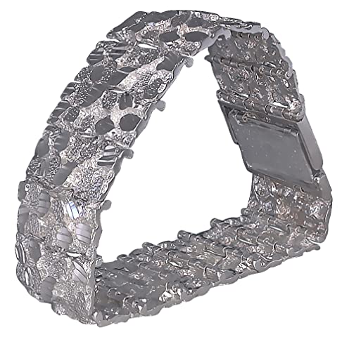 Huge Heavy Sterling Silver Nugget Bracelet with Stunning Diamond Cuts - 29mm Width, 8.5 Inches2
