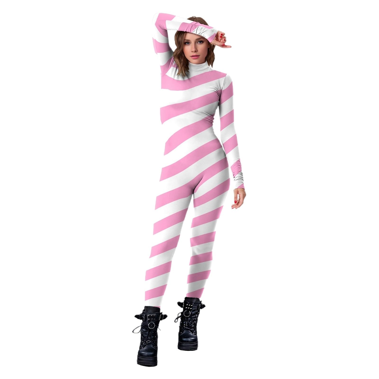 Candy Adult Festive Tights Stage Performance Outfit for Holiday Parties (XL) Pink