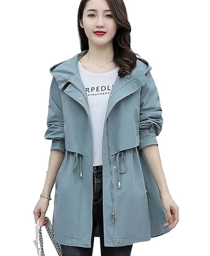 Stylish Blue Medium Women's Waterproof Windbreaker Jacket for Work and Casual Autumn Days