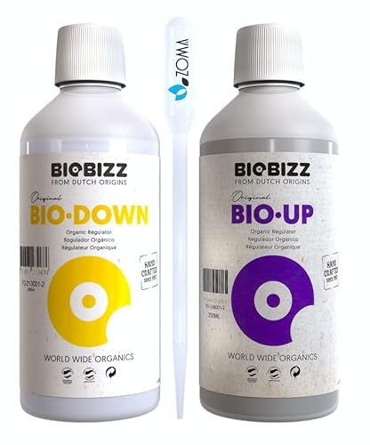 ZOMA BioBizz Correttore di PH, Riduttore di PH 250ml + Innalzatore di PH 250ml con Contagocce Graduato