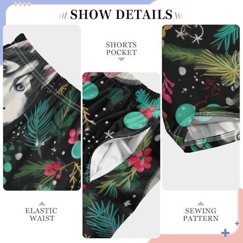 Husky Mistletoe Branches Boys Long Pants Soft Trousers Elastic Waist Kids Lounge Bottoms with Pockets S-XL4