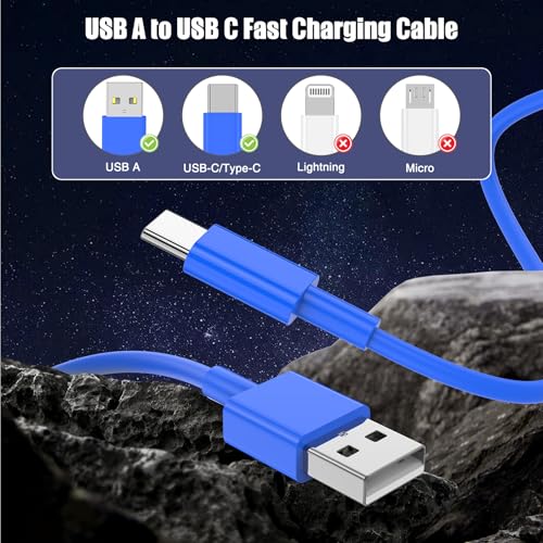 Image of 3-Pack Blue [3.3FT+3.3FT+6FT] USB A to USB C Cable, Compatible with iPhone 15 /16, iPad, Samsung, MacBook, PS5 and More, Fast Charging, Carplay Cable