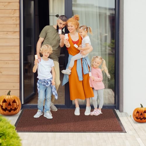 Image of BLADO Washable Door Mats - Non-Slippery Heavy Duty Doormats - Stylish & Large Rubber Door Mat - Perfect Dust Grabbing Outdoor & Indoor Door Mat (Rust, 40cm x 60cm)