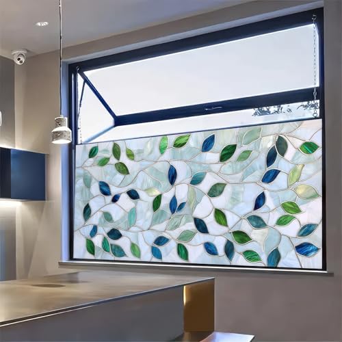 Película para ventana BlissYard hojas coloridas 39.3×17.7 pulgadas miniatura 4