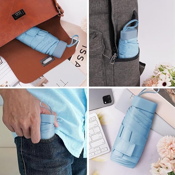 Image of ๐ช๐ข๐ข๐ ๐ญ๐ฌ UV Travel ๐ ๐ถ๐ป๐ถ ๐๐ผ๐น๐ฑ๐ถ๐ป๐ด Ultra Compact pastel ๐จ๐บ๐ฏ๐ฟ๐ฒ๐น๐น๐ฎ with Case, Manual Open ๐ฒ ๐ฅ๐ถ๐ฏ๐ Lightweight ๐ฃ๐ผ๐ฟ๐๐ฎ๐ฏ๐น๐ฒ, Small Sun & Rain ๐ฃ๐ผ๐ฐ๐ธ๐ฒ๐ ๐จ๐บ๐ฏ๐ฟ๐ฒ๐น๐น๐ฎ for Men and Women- Use in ๐ฅ๐ฎ๐ถ๐ป & ๐ฆ๐๐บ๐บ๐ฒ๐ฟ